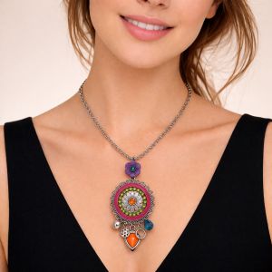 Collier Ikita pendentif bohème multicolore – bijou fantaisie chic - bijou unique