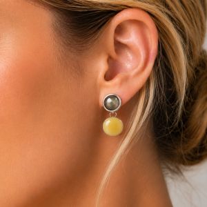 Boucles d’oreilles Reflet Miel IKITA - bijou unique