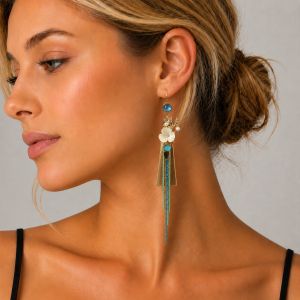 Boucles d’oreilles Fleur Lagune IKITA - bijou unique