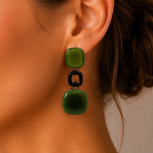 Boucles Vert Profond IKITA - bijou unique Ikita
