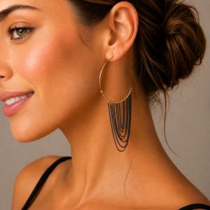 Boucles Franges Nuit Dorée IKITA - bijou unique