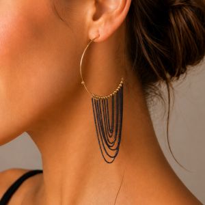 Boucles Franges Nuit Dorée IKITA - bijou unique