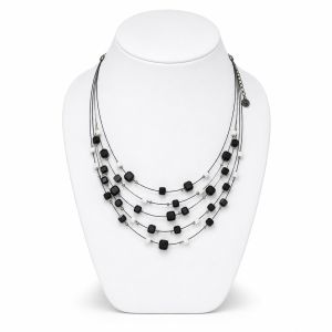 Collier multi-rangs noir & blanc graphique - bijou Ikita unique