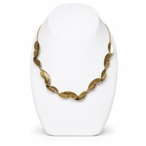 Collier feuilles dorées texturées - bijou Ikita unique