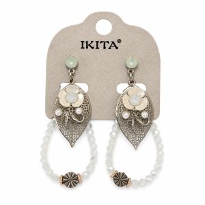 Boucles longues fleurs et perles - bijou Ikita unique