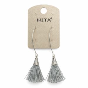 Boucles d’oreilles pompon gris IKITA - bijou Ikita unique
