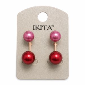 Boucles d’oreilles perles rose rouge IKITA - bijou Ikita unique