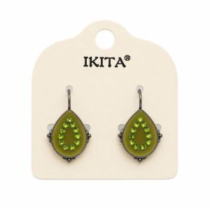 Boucles dormeuses goutte kaki IKITA - bijou unique