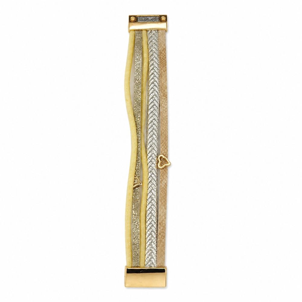 Bracelet multi-rangs IKITA doré & beige - bijou unique