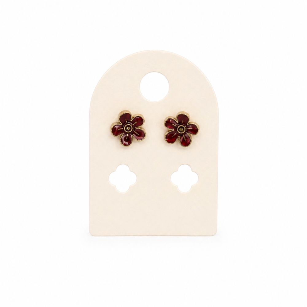 Boucles d’oreilles puces fleur IKITA vert émaillé - bijou unique