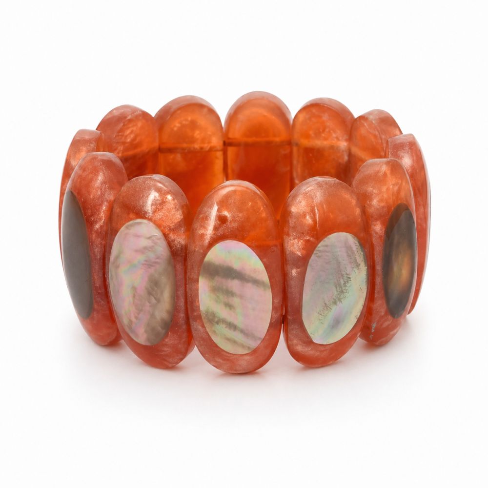 Bracelet large corail nacré - bijou unique