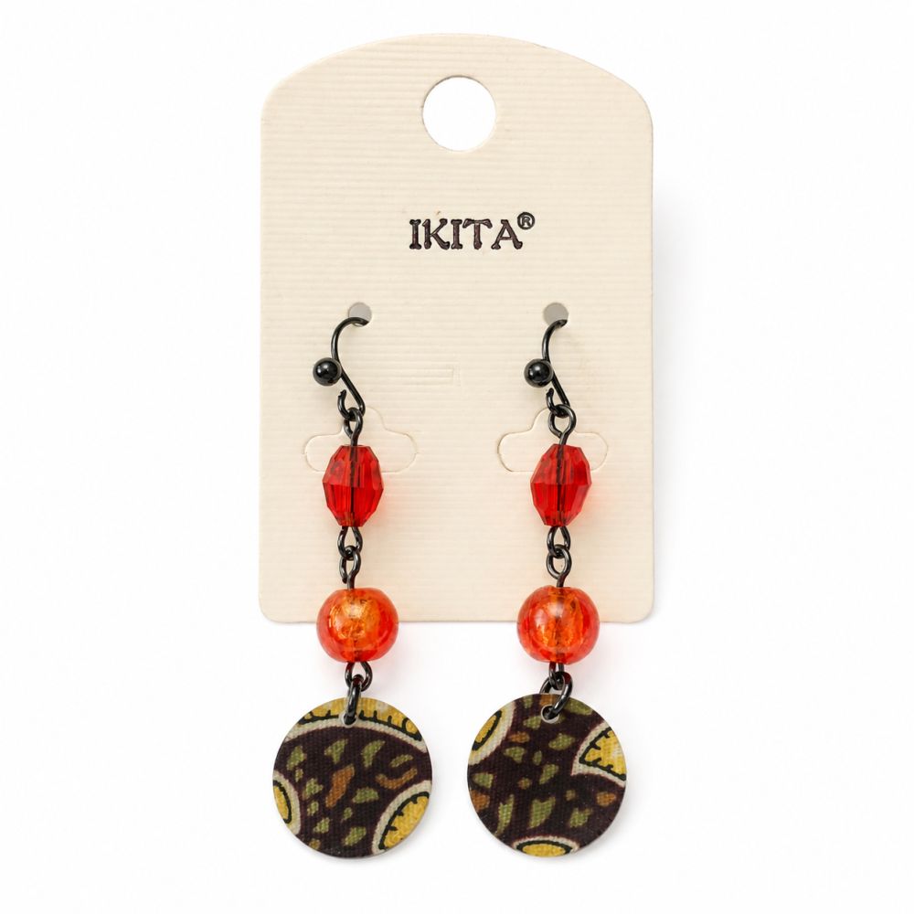 Boucles pendantes IKITA perles rouge éclat - bijou unique