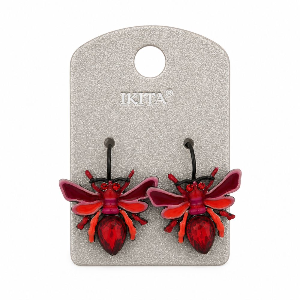 Boucles Abeille Rouge Éclatante - bijou unique