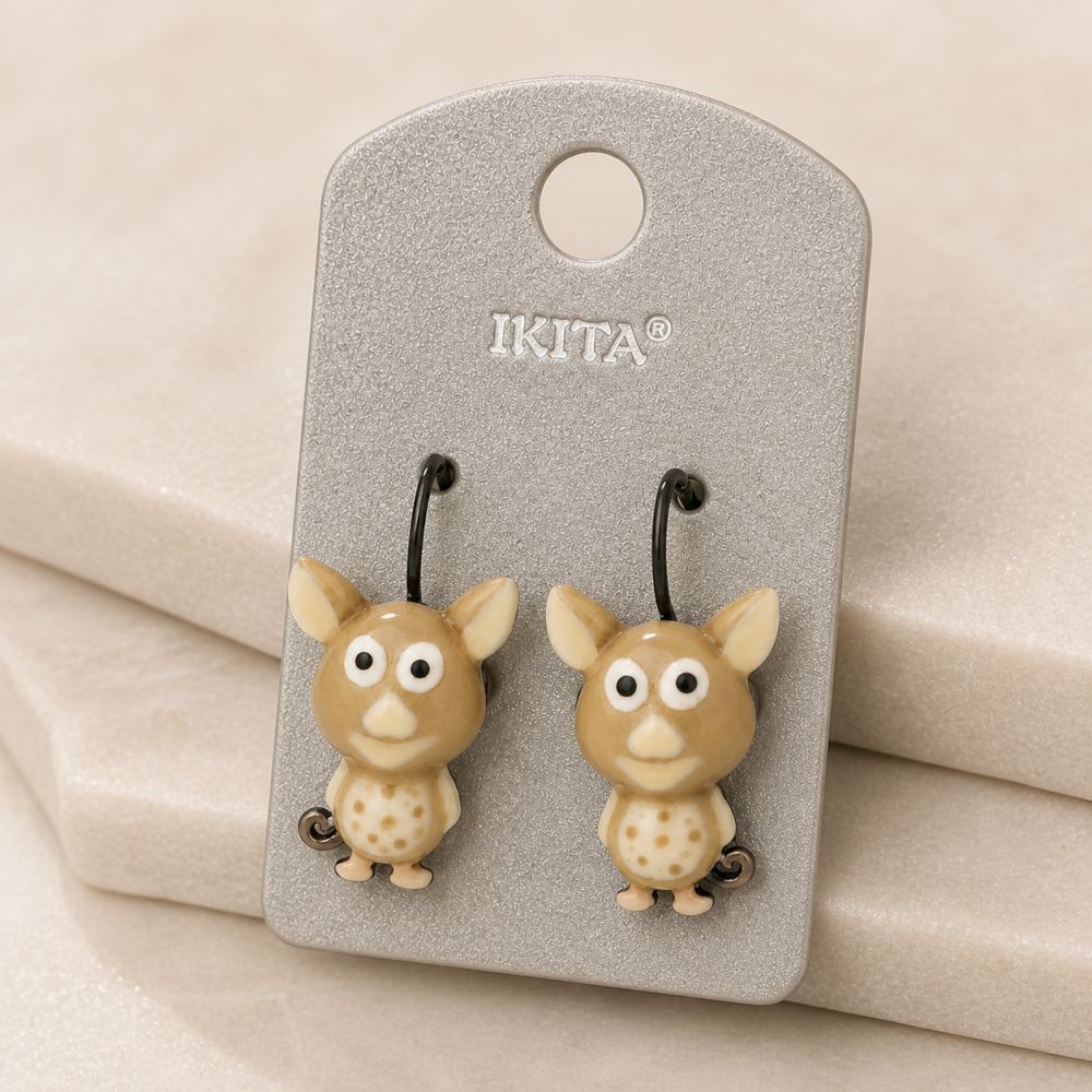 Boucles Petit Animal Beige - bijou unique