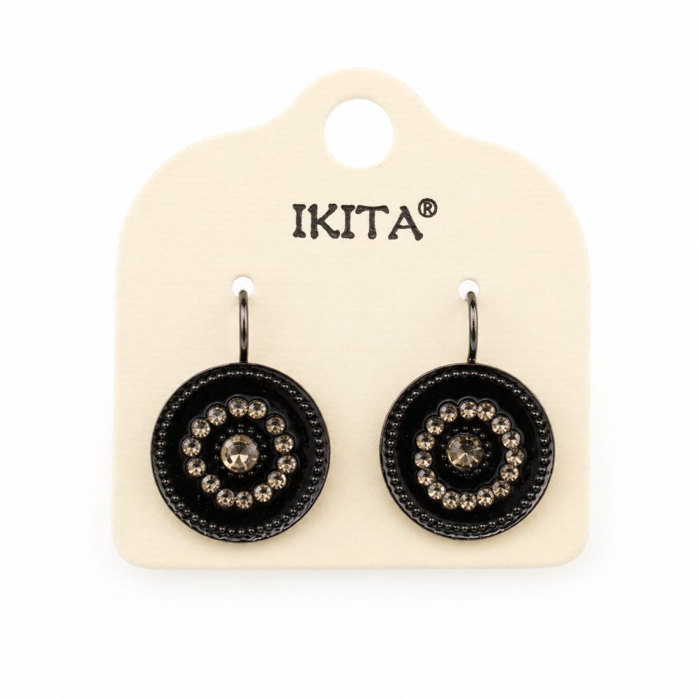 Boucles dormeuses rosace noire IKITA - bijou unique