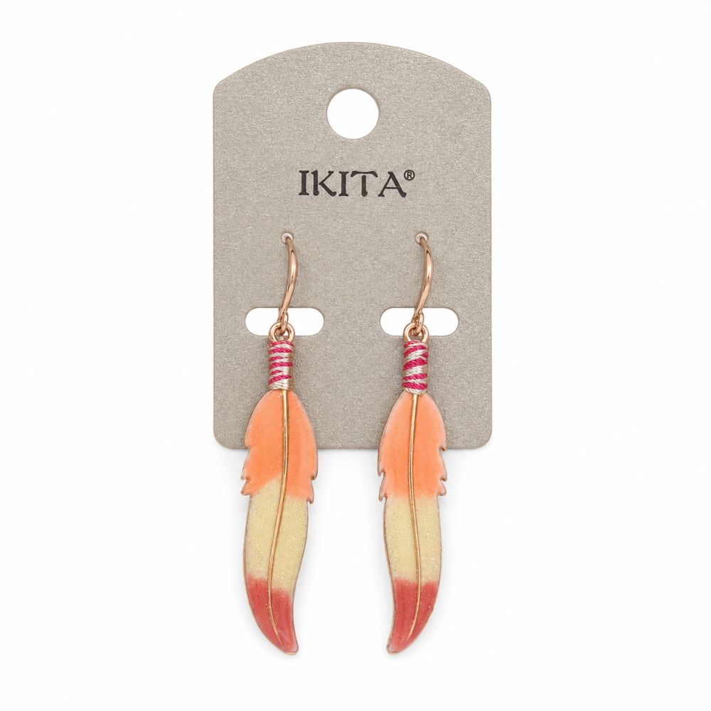 Boucles plume rose IKITA - bijou unique