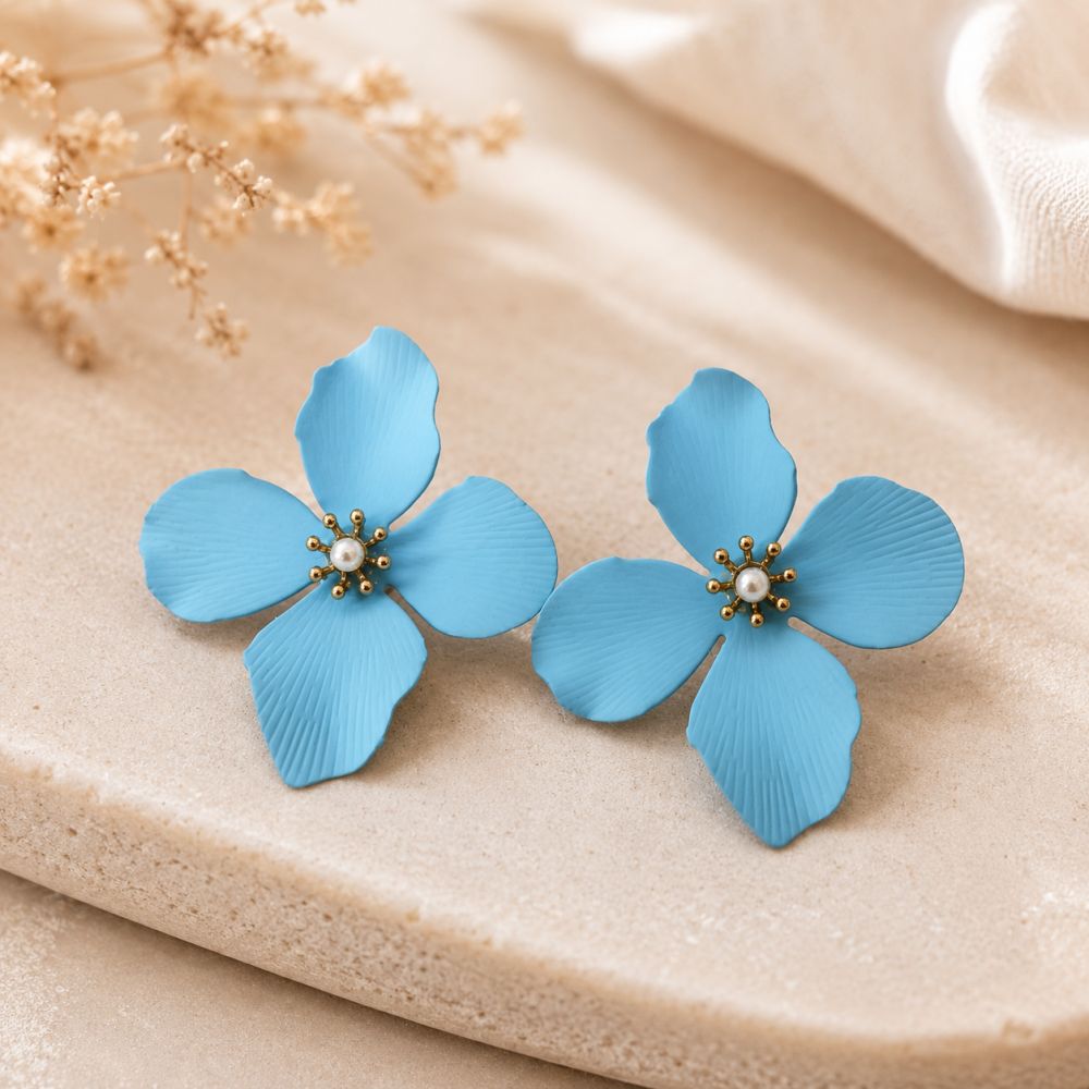 Boucles Fleur Azur - bijou unique
