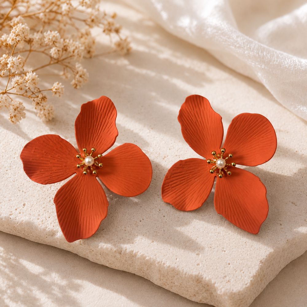 Boucles Fleur Orange - bijou unique