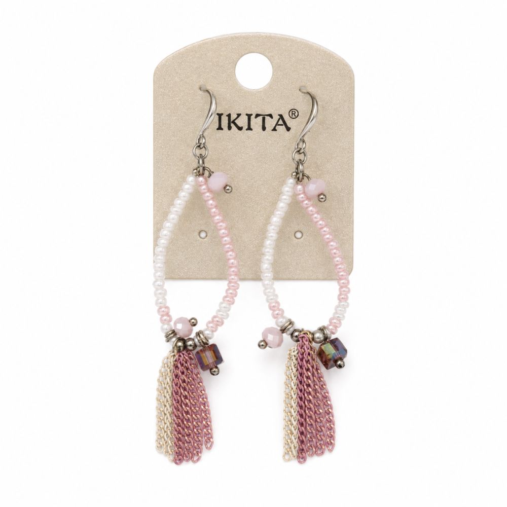 Boucles pendantes IKITA perles & pampilles - bijou unique