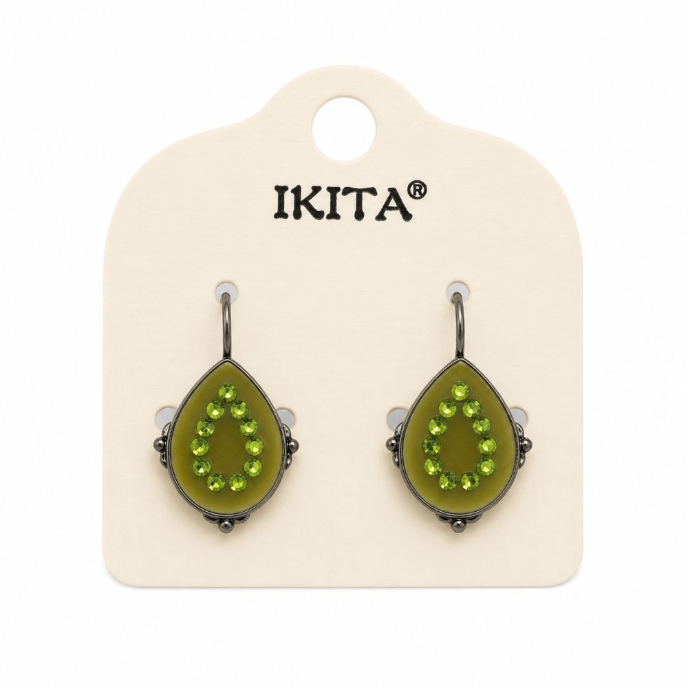Boucles dormeuses goutte kaki IKITA - bijou unique