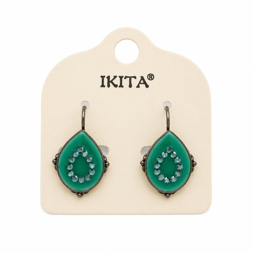Boucles dormeuses goutte verte IKITA - bijou unique