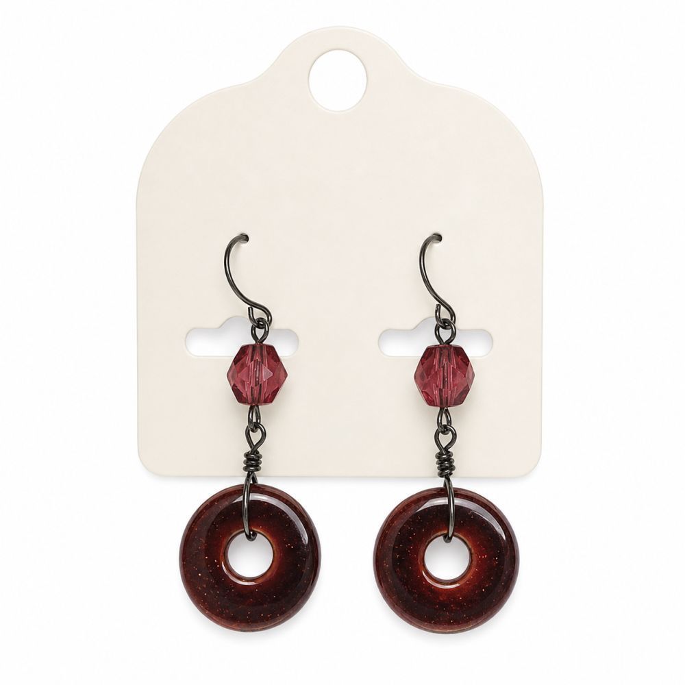Boucles Pendantes Anneau Pailleté Bicolore - bijou unique