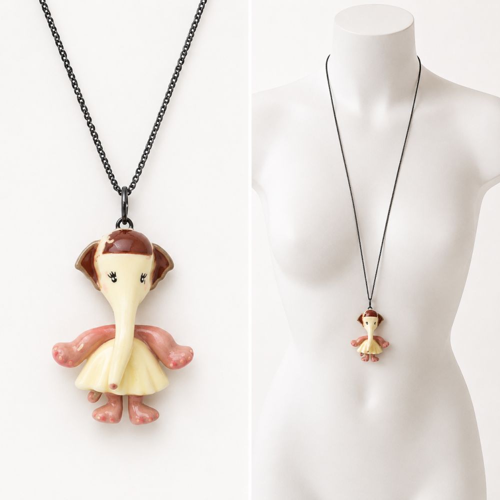 Collier Éléphante Danseuse Ivoire IKITA - bijou unique