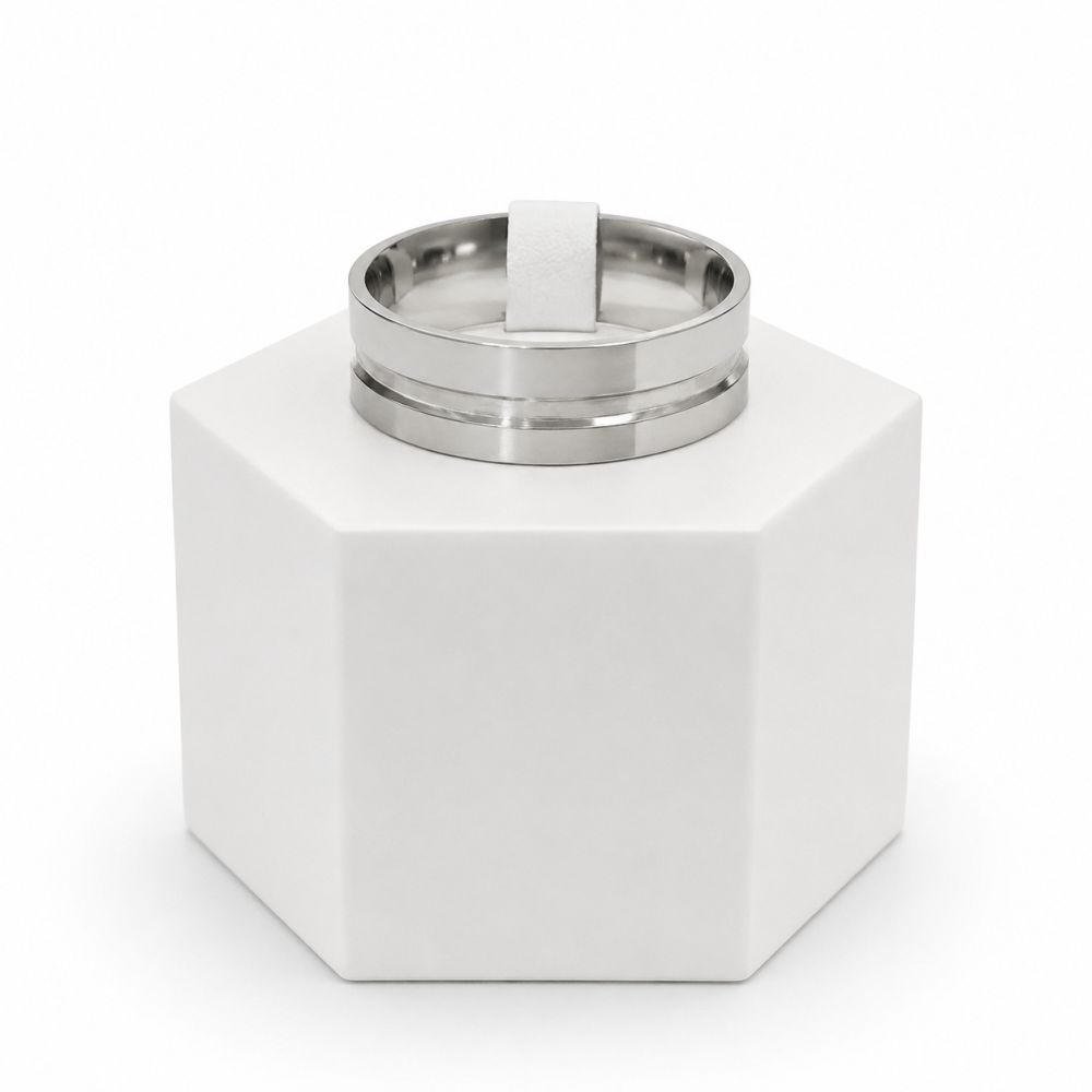 Bague Acier Relief Central T56 ⌀18mm - bijou unique
