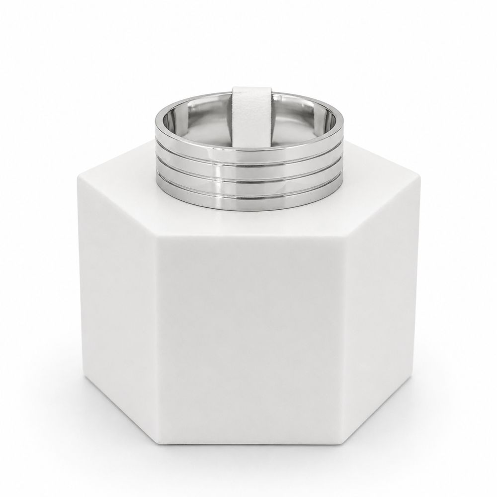 Bague Acier Lignes Graphiques T60 ⌀19mm - bijou unique