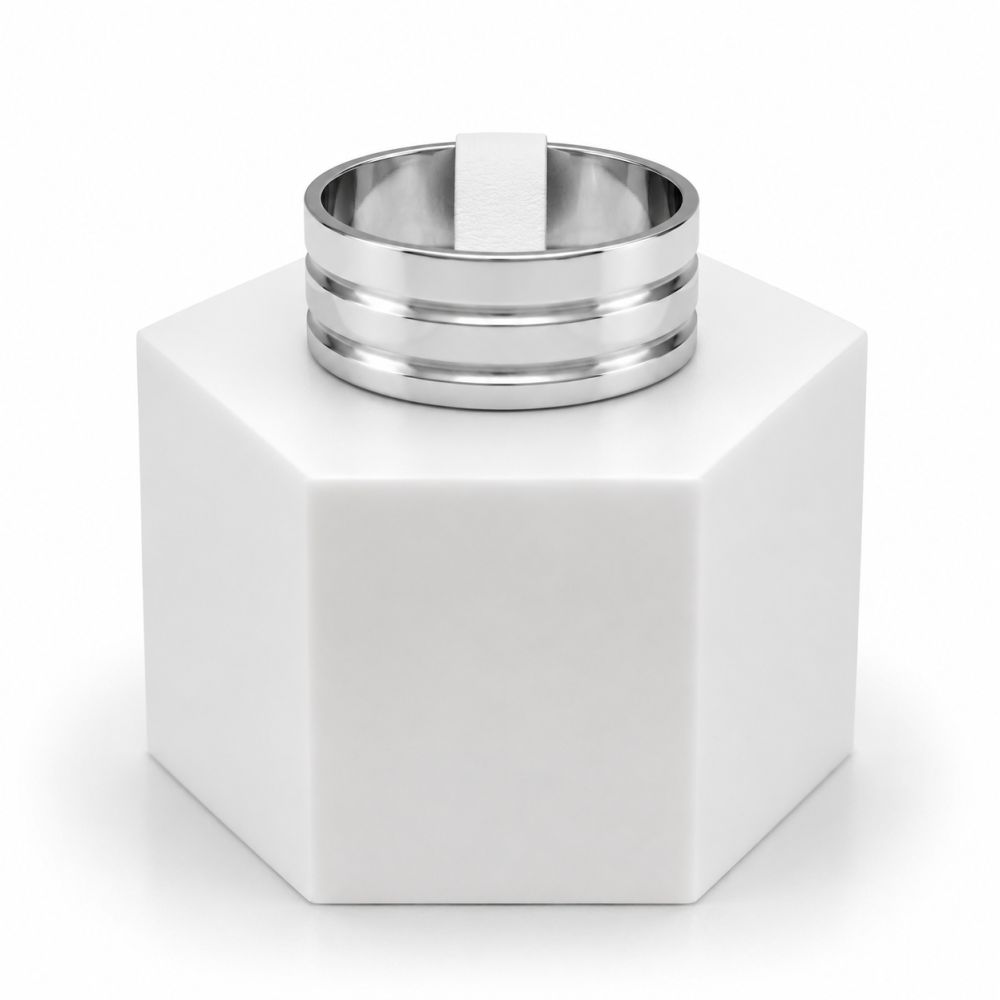 Bague Double Sillon Argenté T63 ⌀20mm - bijou unique