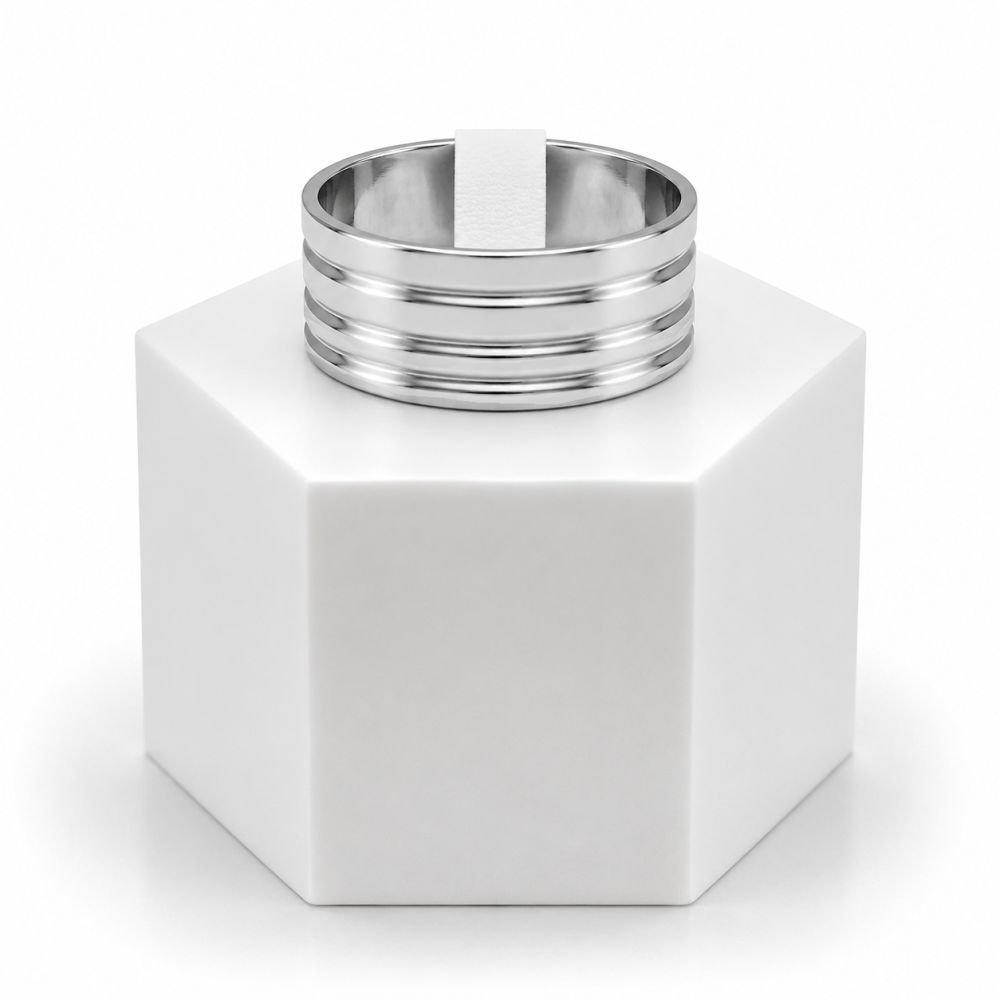 Bague Triple Sillon Argenté T60 ⌀19mm - bijou unique