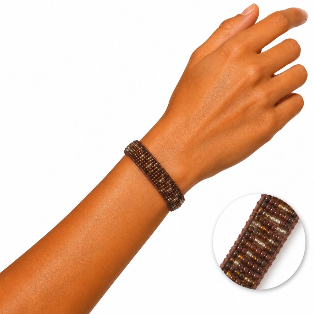 Bracelet Brésilien Brun Perlé  IKITA - bijou unique