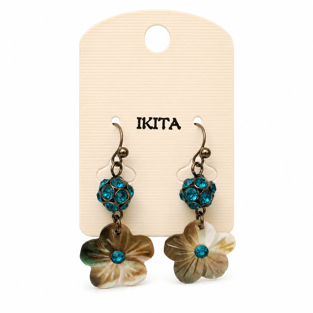 Boucles Fleur Turquoise IKITA - bijou unique