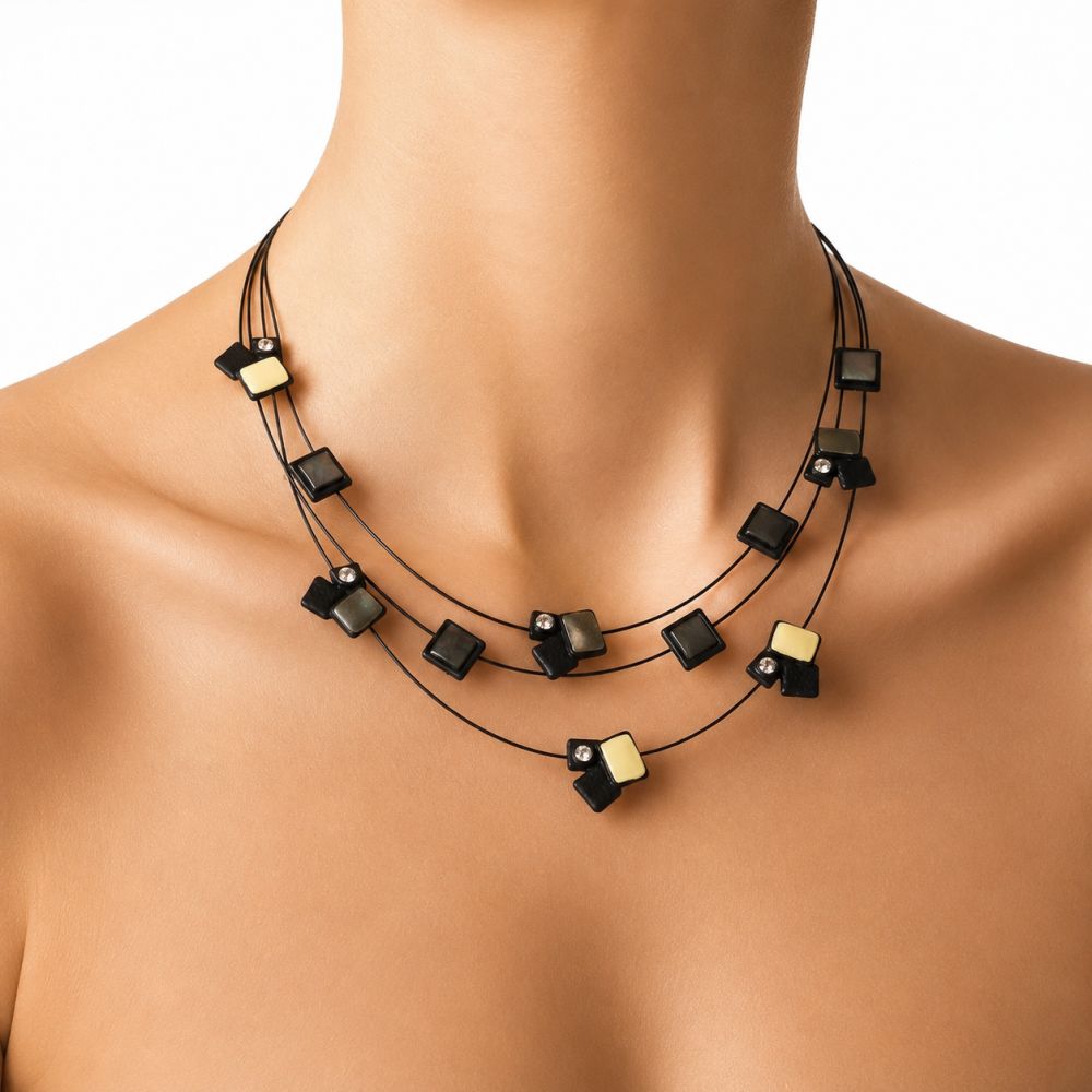 Collier Trio Ébène IKITA - bijou unique