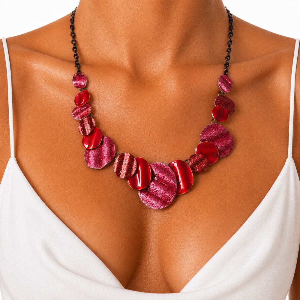 Collier Rouge Fuchsia IKITA - bijou unique