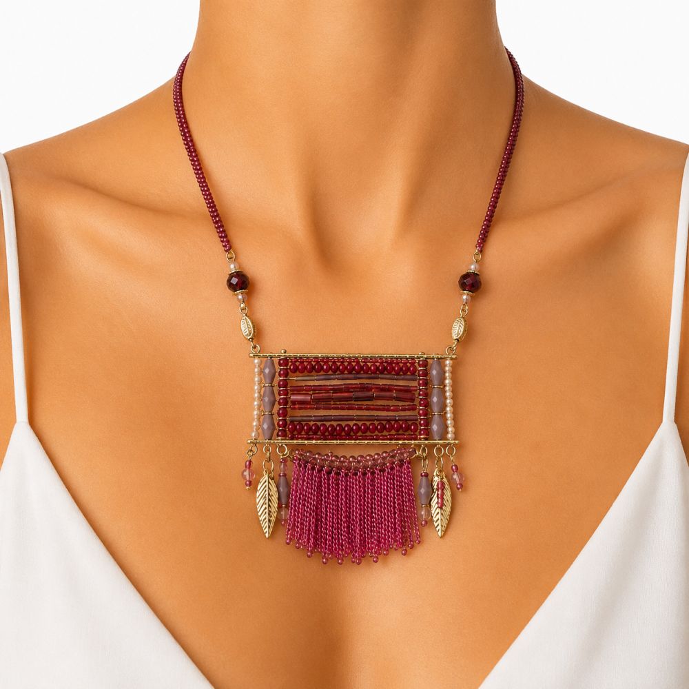 Collier Frange Rose IKITA - bijou unique
