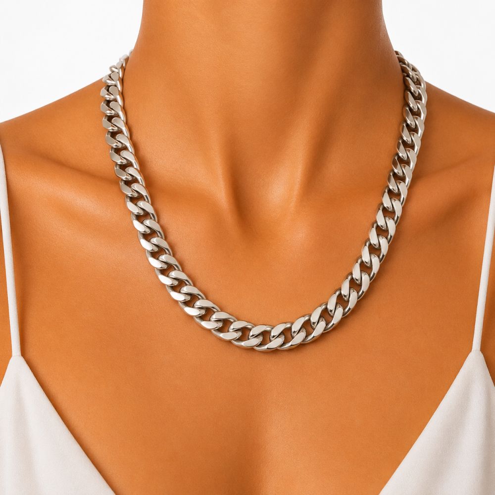 Collier chaîne argentée IKITA - bijou unique