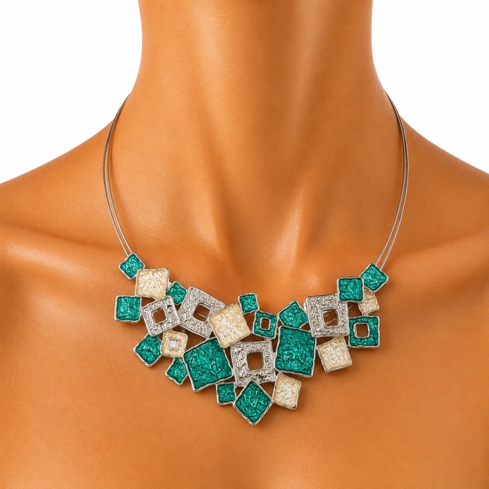 Collier Mosaïque Émeraude IKITA - bijou unique