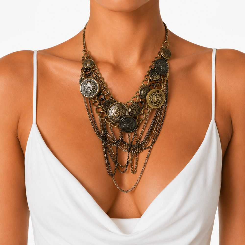 Collier multi-chaînes vintage IKITA - bijou unique